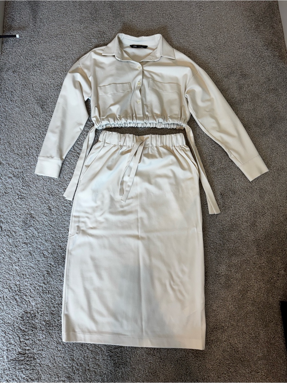 Zara Two-Piece Cream Skirt Set